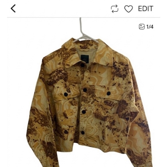 wild fable Jackets & Blazers - Wild Fable Yellow and Brown Patterned Bomber Jacket small ptp 22